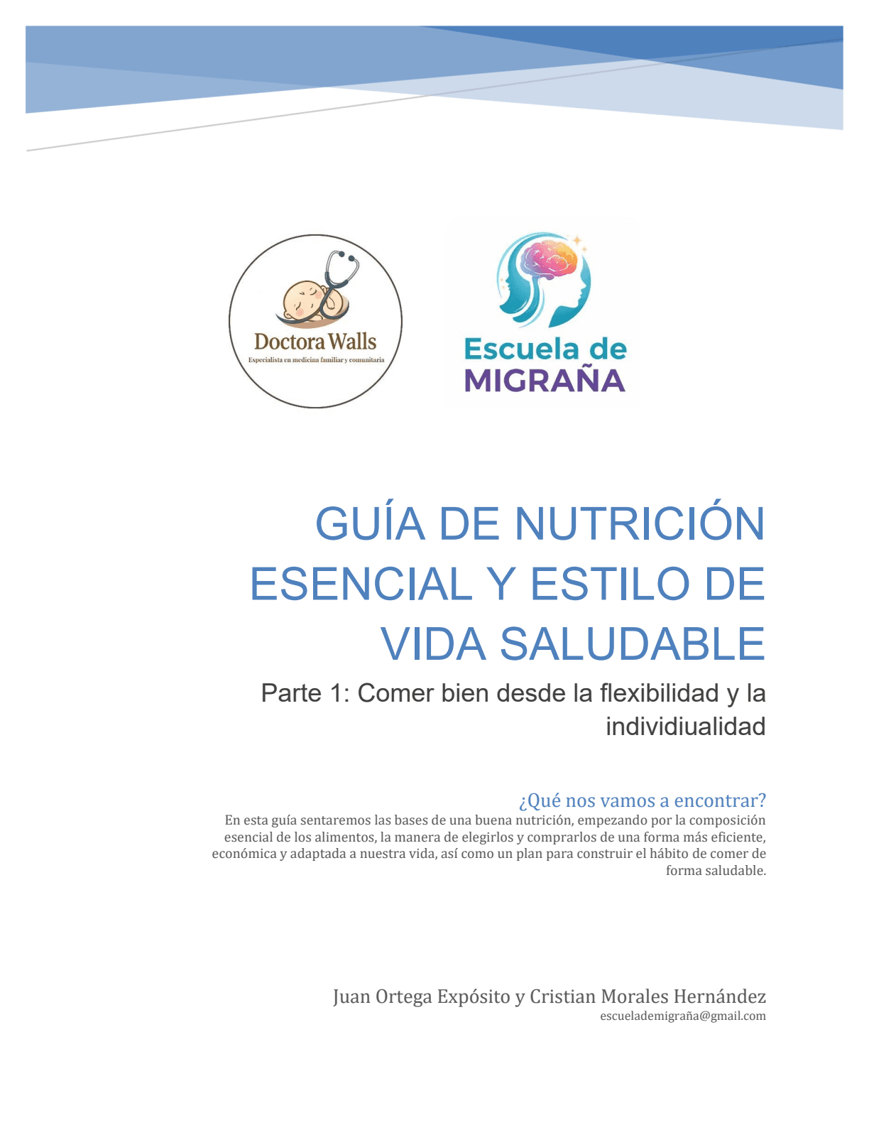 Portada de la guía de nutrición esencial y estilo de vida saludable